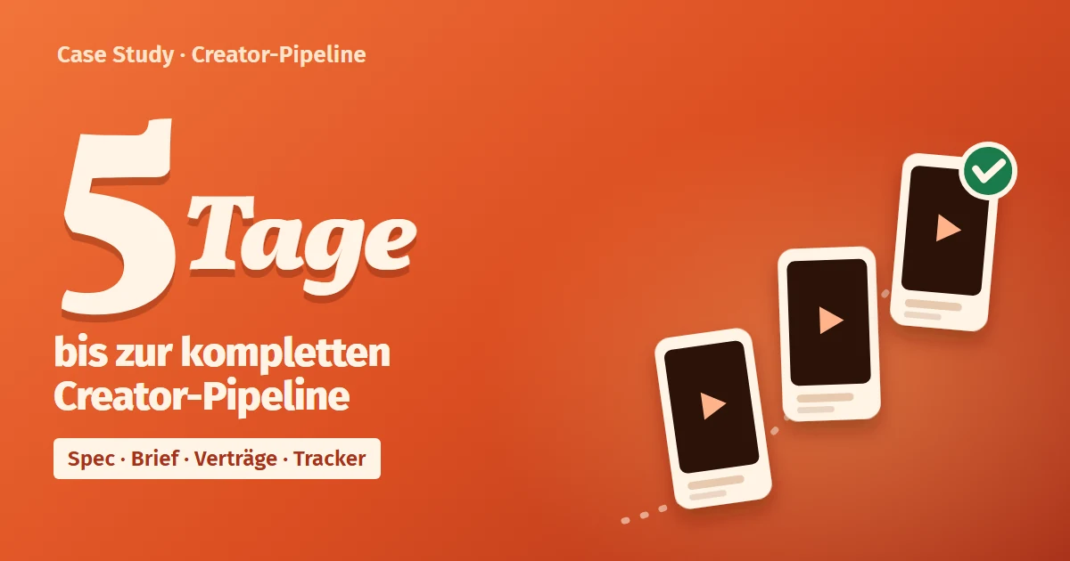 Case Study Creator-Pipeline: 5 Tage bis zur kompletten Creator-Pipeline